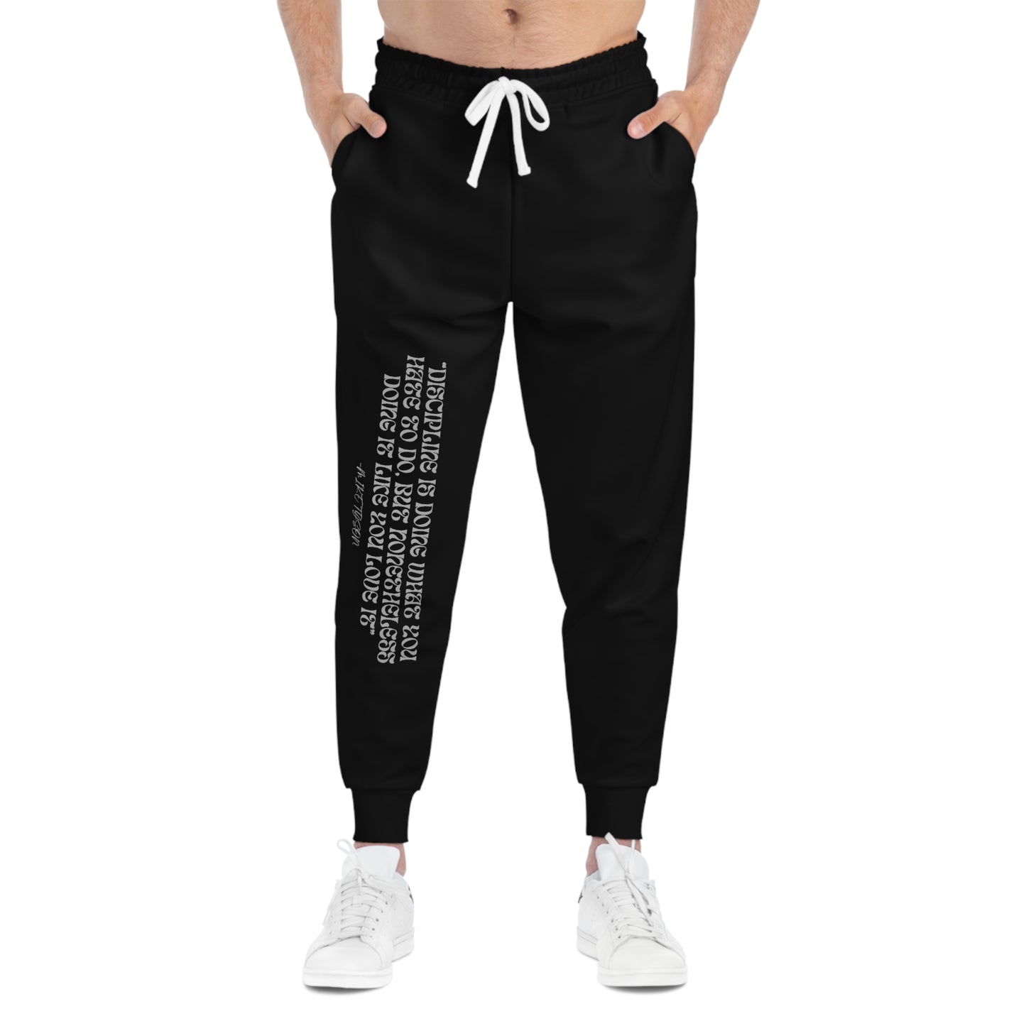 Stylish Black Athletic Joggers with Motivational Quote - Perfect for Workout & Everyday Wear